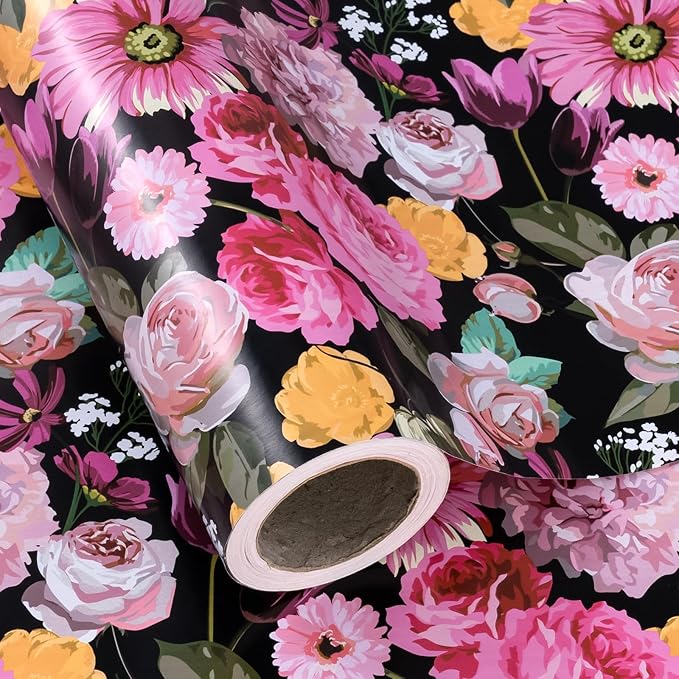 WRAPAHOLIC 30 Inch Jumbo Reversible Floral Wrapping Paper by WRAPAHOLIC
