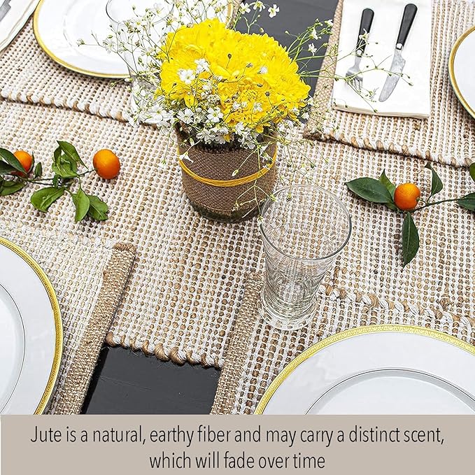 Chardin home Natural Jute Table Runner 13x90 Inch – Vintage Boho Rustic Table - Image 2
