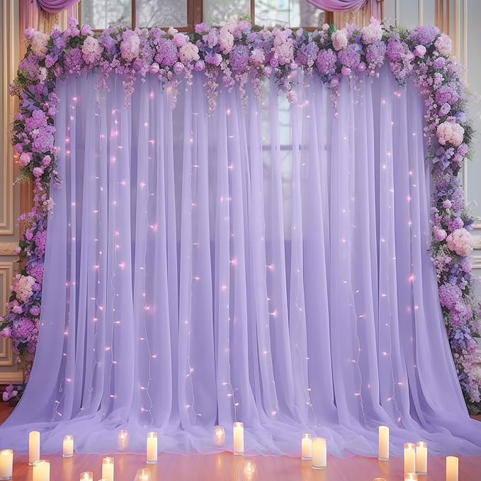 PARTISKY 20ft X 10ft Purple Tulle Backdrop Curtain - Image 7