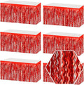 6 Pack 29 x108 Inch Red Wave Foil Fringe Table Skirts Metallic Banner by Ferwzsr