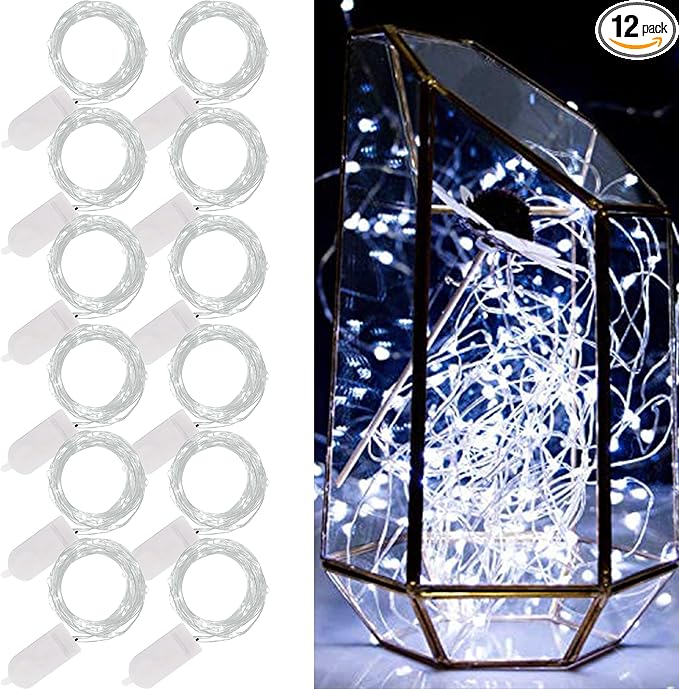WATERGLIDE 12 Pack Fairy Lights Battery Operated, 7 ft 20 LED Mini String Lights by WATERGLIDE