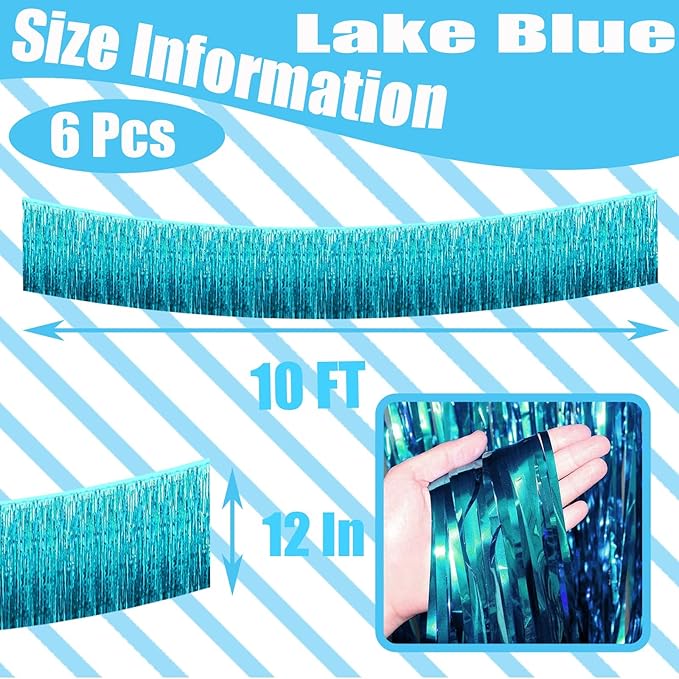 6 Pack 10 Feet Foil Fringe Garland Metallic Tinsel Streamers Banner Wall - Image 2