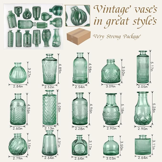 Bud Vases in Bulk 15 Pcs, Small Glass Vases - Image 2