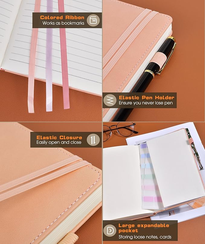 Lined Journal Notebook for Women Men, 256 Numbered Pages Hardcover Leather - Image 5