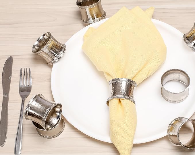 Silver Napkin Rings Set of 12, Heavy Duty Metal Napkin Holder Buckles, Fall - Image 6