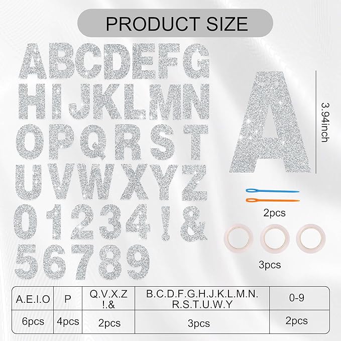 BEISHIDA 116 PCS A-Z Glitter Silver DIY Letter Banner Kit Make Your Own - Image 2