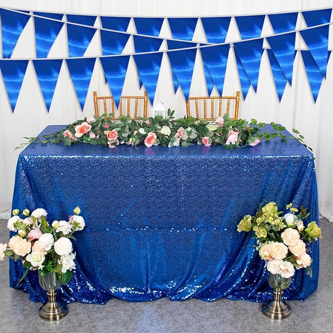 40M/130FT Blue Triangle Pennant Banner Flag Metallic Fabric Bunting Garland - Image 4