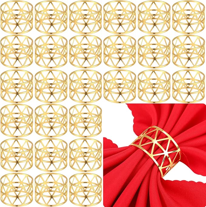 Bokon 50 Pcs Gold Napkin Rings Metal Leaf Napkin Holders Delicate Rings Bulk by Bokon