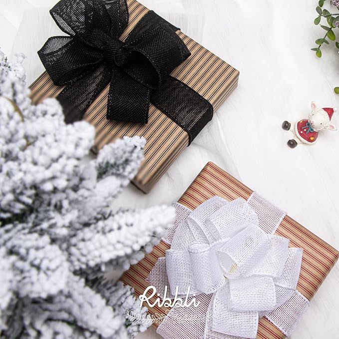 Ribbli White Burlap Wired Ribbon, 1-1/2” Inch x Continuous 20 Yard, Big Bows - Image 4