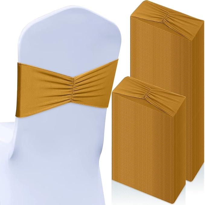 Moukeren 100 Pcs Spandex Chair Sashes Bows Bands Slider Sashes by Moukeren