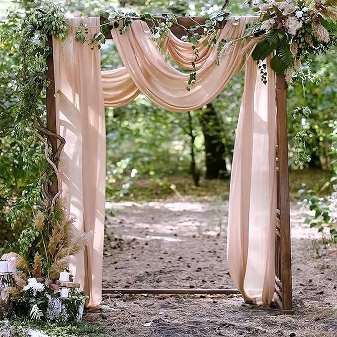 2 Panels 20Ft Length x 28" Width Light Peach Wedding Arch Draping Fabric Arch - Image 2