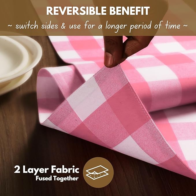 Native Fab Table Runner Buffalo Check Plaid 100% Cotton - Image 2