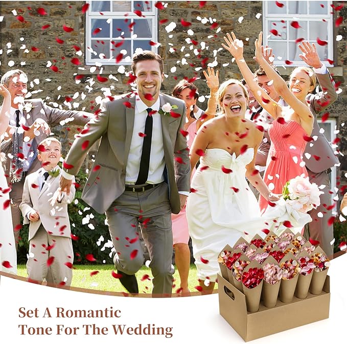2 Set Wedding Confetti Cone Stand Box, 2 Party Cardboard Cone Holders Trays of - Image 6