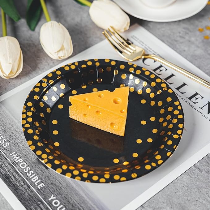 Lullaby 200PCS Black Paper Plates, Disposable Graduation Plates - Image 7