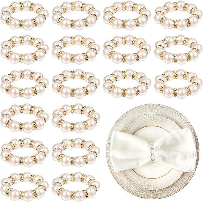 100pcs Pearl Napkin Rings Imitation Pearl Ring Napkins Holder Universal Napkins by Unknown