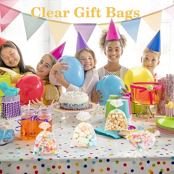 Cidenbio 100 PCS Cellophane Treat Bags, 5x7 In Clear Cellophane Gift Bags - Image 6