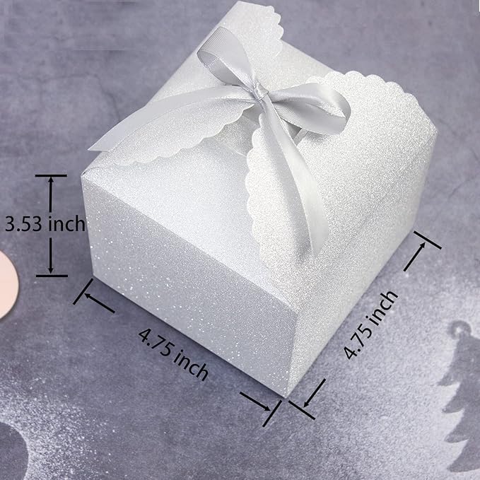 Silver Glitter Gift Boxes, Valentine's Day and More, 4.75” x 4.75” x 3.53” - Image 4