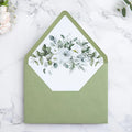 PONATIA 50PCS A7 Euro Flap Envelopes, 5.25 x 7.25'' Sage Green Flowers Liner by ponatia