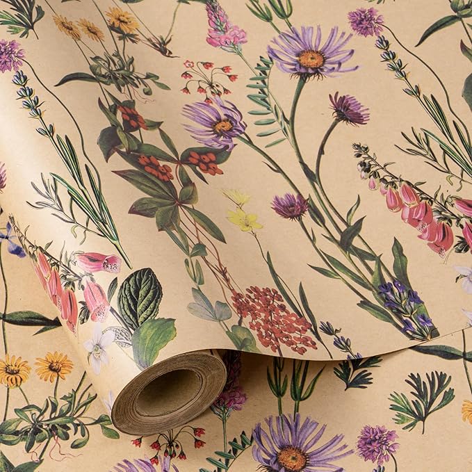 RUSPEPA Wild Flower Wrapping Paper Roll by RUSPEPA