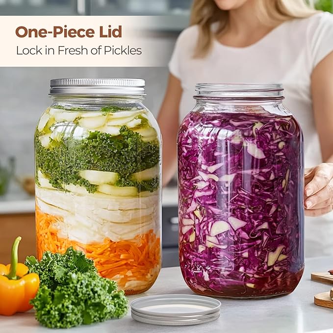 ComSaf 1 Gallon Wide Mouth Mason Jars 2 Pcs, 128 oz Glass Jars - Image 5