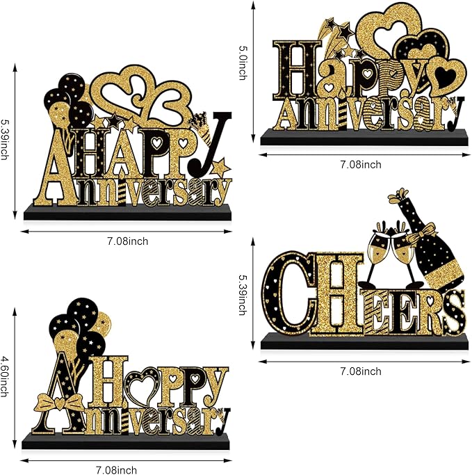 4 Pieces Anniversary Decorations Wooden Table Centerpieces, 10th 20th 30th 40th - Image 3