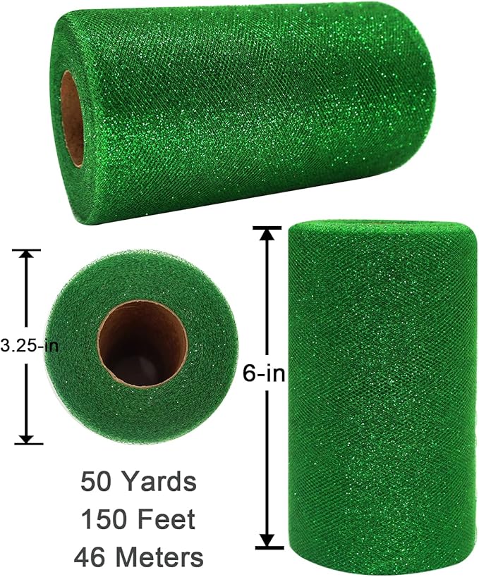 Glitter Tulle Fabric Rolls, 6 Inch 50 Yards Sparkling Spool Ribbon Sequin - Image 3