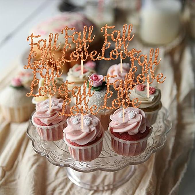 24 PCS Fall in Love Cupcake Toppers Glitter Fall Theme Bridal Shower Cupcake - Image 6