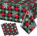 3Pcs Christmas Buffalo Plaid Snowflake Party Tablecloths Decorations, Plastic by JectivsPartyDecorations