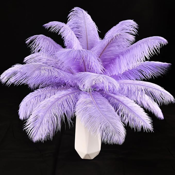 THARAHT Lavender Ostrich Feathers 12pcs Natural Bulk 8-10Inch 20cm-25cm by THARAHT