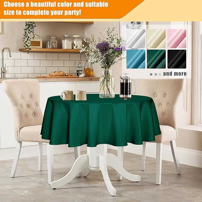 Fitable Green Round Tablecloth 60 inch, Stain and Wrinkle Resistant Washable - Image 5