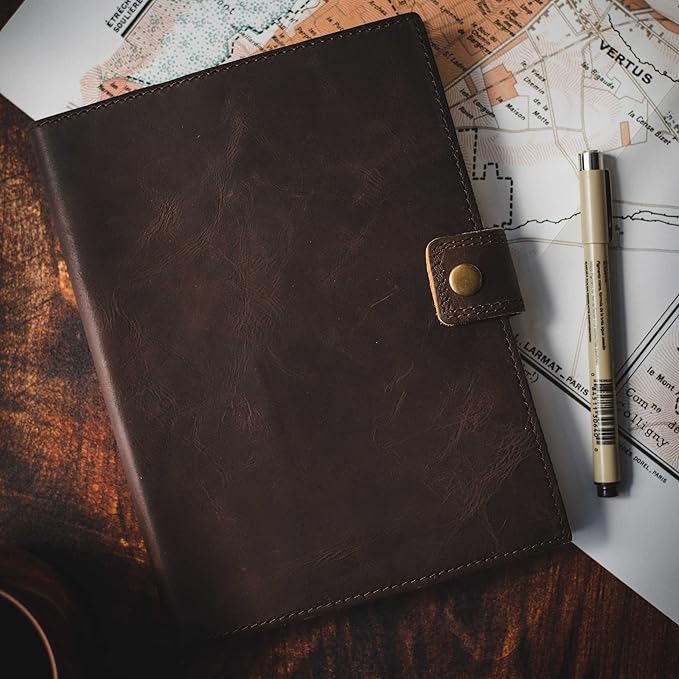 Refillable Leather Journal | Premium Lined A5 Notebook Cover | 200 Ruled - Image 2