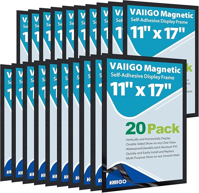 11"x 17" Self Adhesive Sign Holder, Double Sided Window Display Frame by VAIIGO