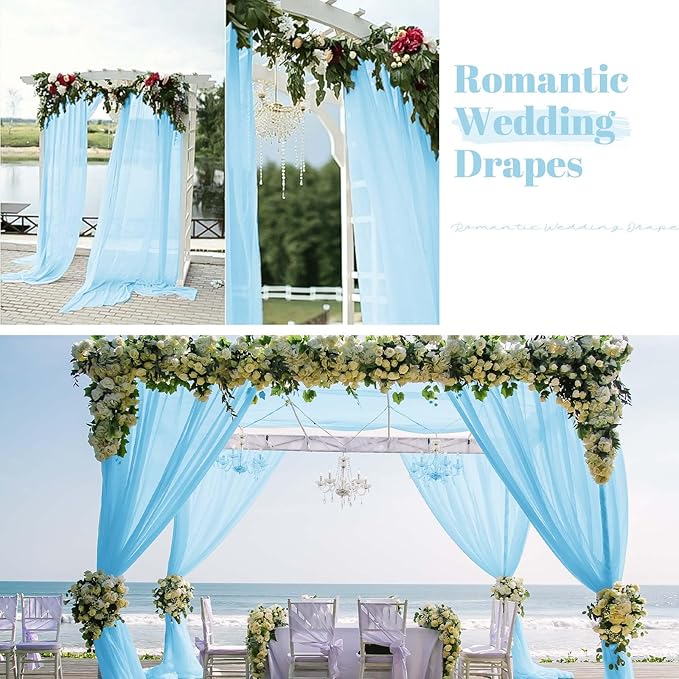 4 Panels Light Blue Wedding Arch Draping Fabric Cheesecloth Fabric 35" x 20FT - Image 7