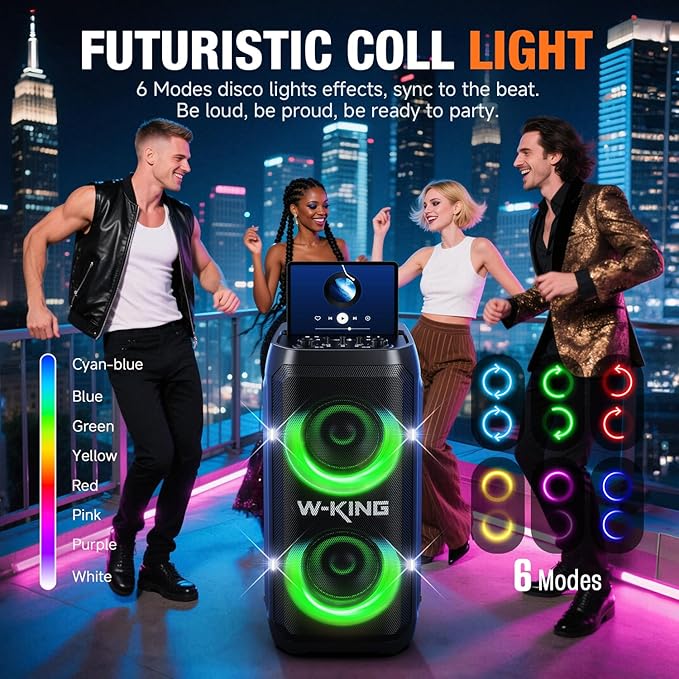 W-KING Portable Speaker Bluetooth Partybox Loud, 370W MAX Pro Sound, Deepest - Image 8