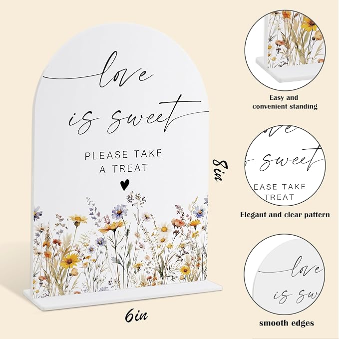 Wedding Signs for Ceremony and Reception, Boho Floral Love is Sweet Sign Please - Image 2