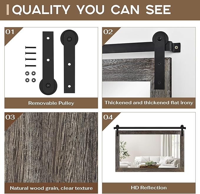 COGOOD Farmhouse Barn Door Mirror - Image 6
