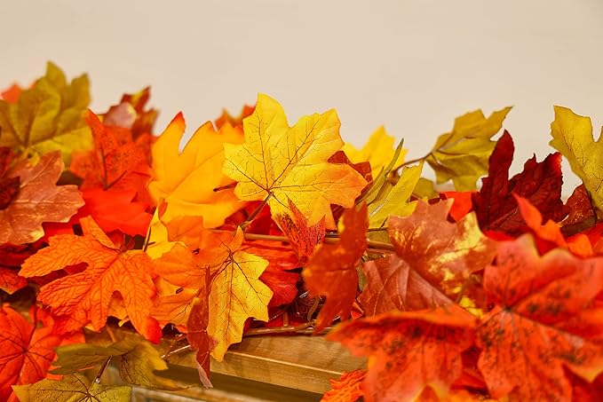 6PCS Fall Maple Leaves Garland, Party Joy 5.6Ft Artificial Maple Leaf Autumn - Image 4