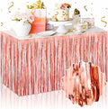 3 Pack 29 x108 Inch Rose Gold Foil Fringe Table Skirts Metallic Banner by LANTIANCHEN