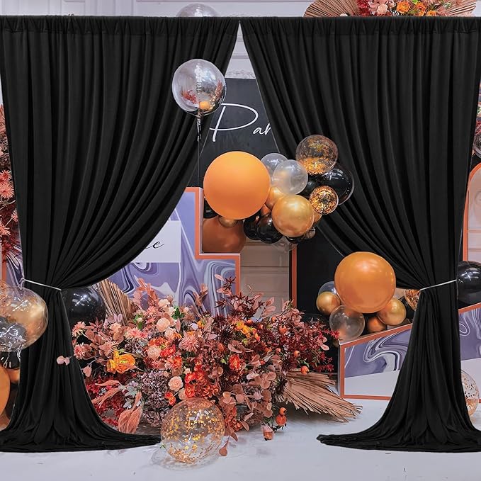 10 ft x 8 ft Wrinkle Free Black Backdrop Curtain - Image 6