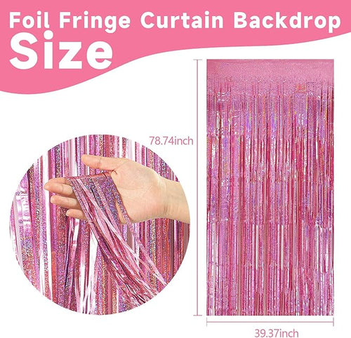 10 Pack Pink Metallic Tinsel Photo Backdrop - Image 2