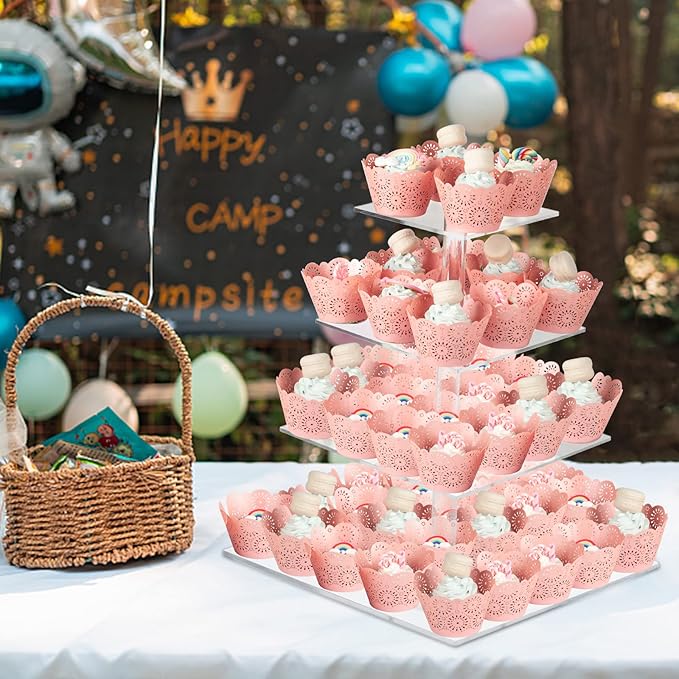 Cupcake Stand, 4 Tier Square Acrylic Cupcake Display Stand Holder, Theme Party - Image 7