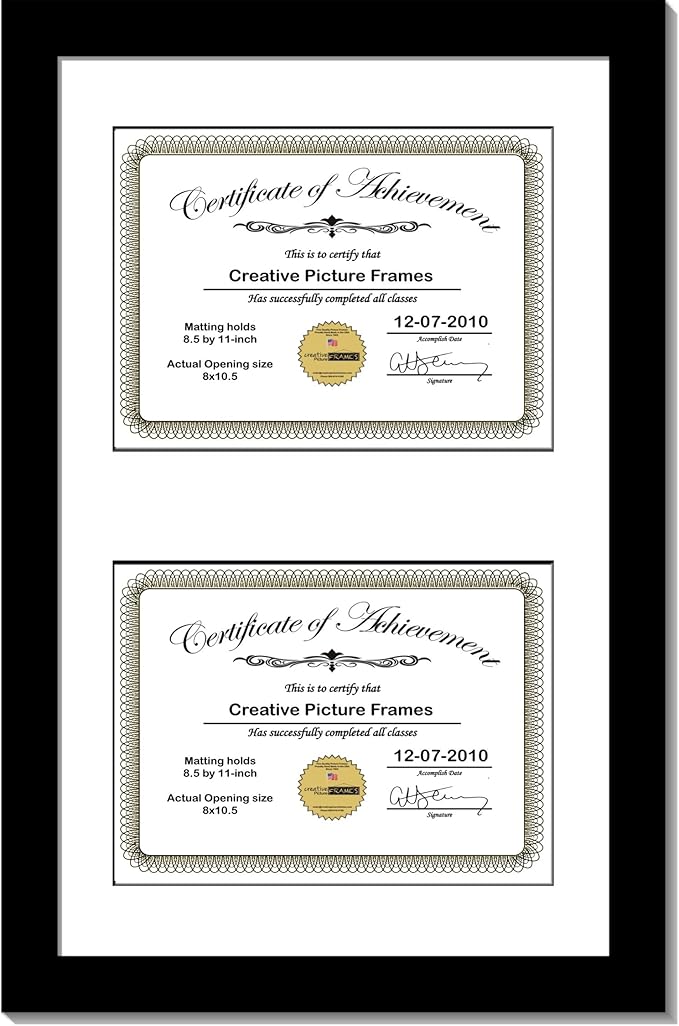 Creative Picture Frames 14X20Bk-W Black Vertical Double Diploma Frame by CreativePictureFrames