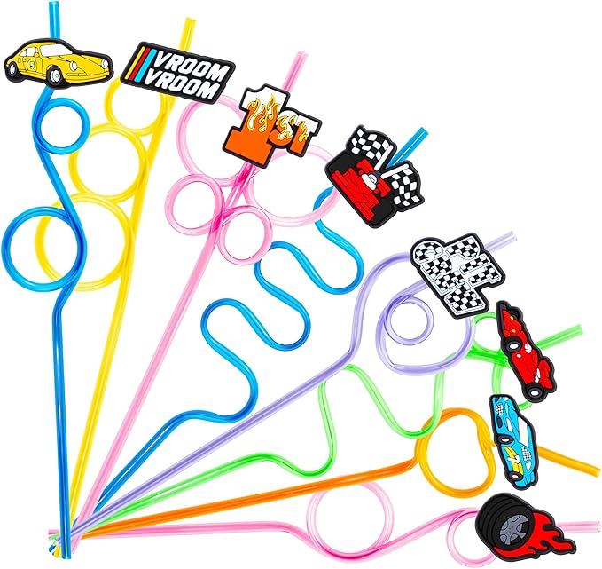 24 PCS Race Car Drinking Crazy Straws by Unknown