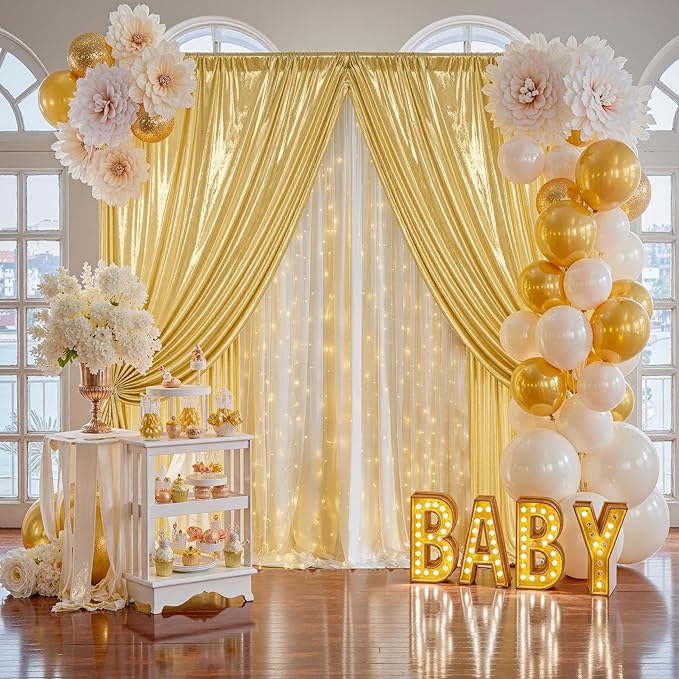 20x10FT Gold Sequin Backdrop - Image 5