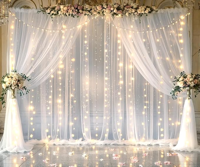 Suppromo White Tulle Backdrop Curtain - Image 2