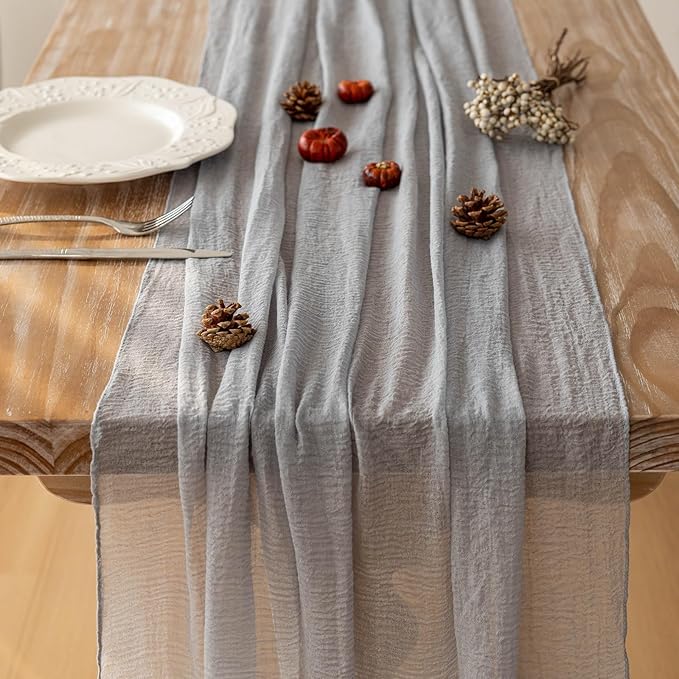 Cheesecloth Table Runner Dusty Blue Gauze Rustic Cheese Cloth Table Runner 120 - Image 4
