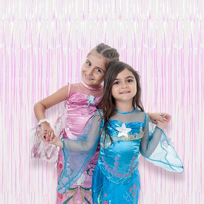 2 Pack Iridescent Tinsel Foil Fringe Curtains, Iridescent Party Decorations - Image 7