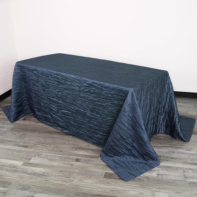 YOUR CHAIR COVERS - 6 ft - 90 x 132 Inch Navy Blue Rectangular Crinkle Taffeta by YourChairCovers