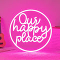 "Our happy place" Neon Sign Happy Place Neon Light by WLDGGMNEONSIGN