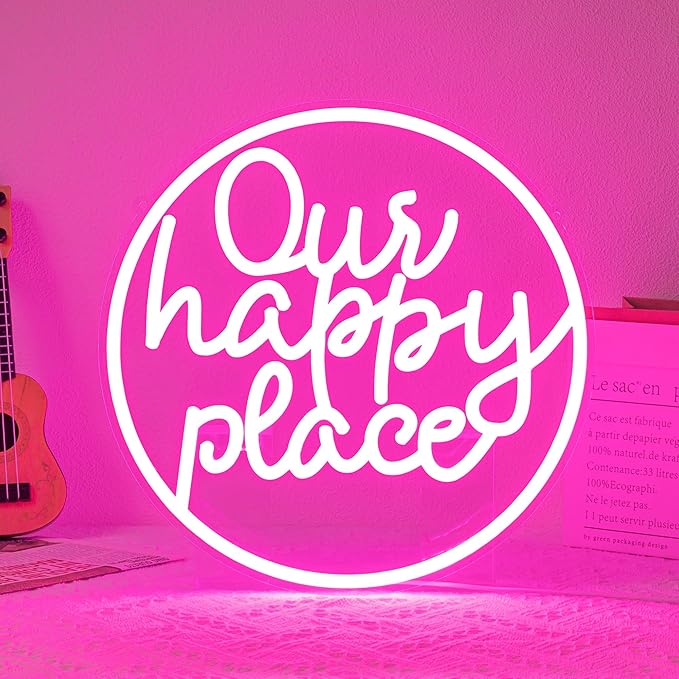 "Our happy place" Neon Sign Happy Place Neon Light by WLDGGMNEONSIGN